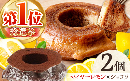 龍乃掌 バウムクーヘン マイヤーレモン＆ダークショコラ  2個セット バームクーヘン AMAU010
