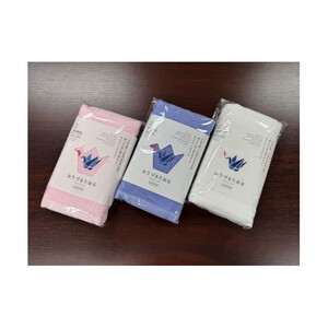  折り鶴再生甘撚りフェイスタオルセット 刺繍入り