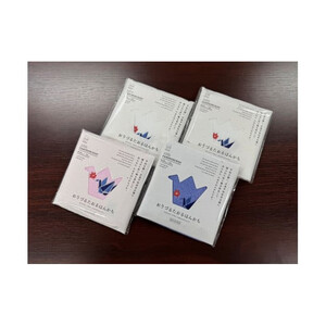  折り鶴再生甘撚りタオルハンカチセット 刺繍入り