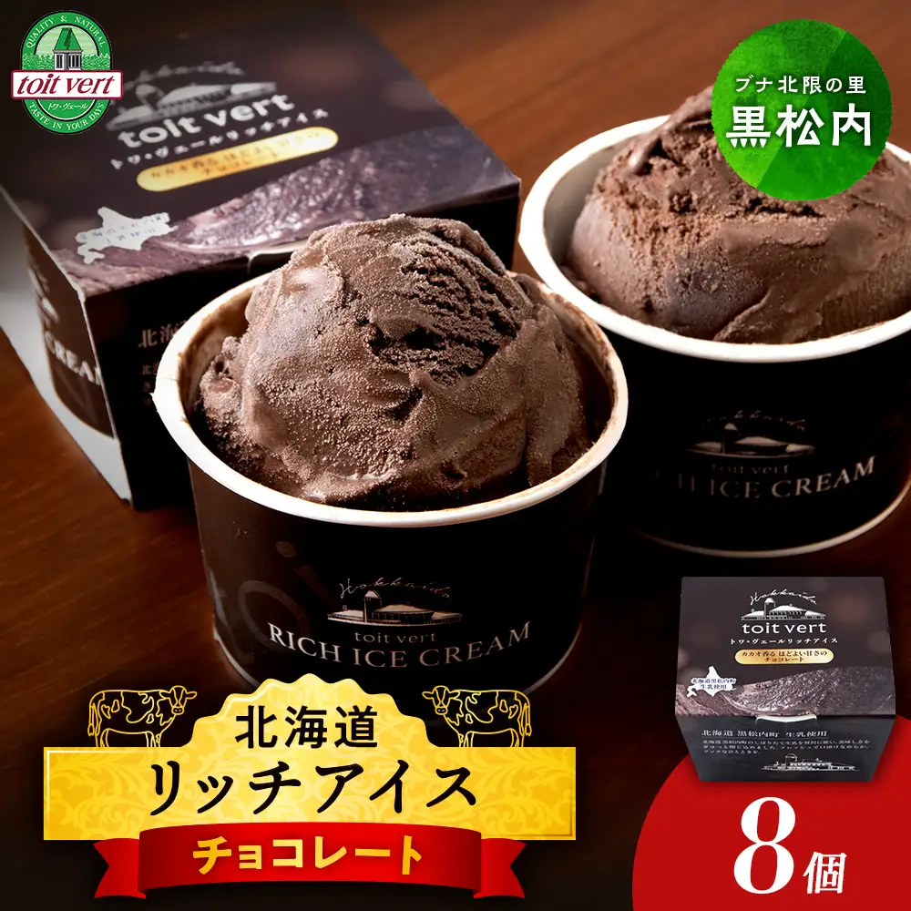 リッチアイスクリーム カカオ香るほどよい甘さのチョコレート 8個セット（100ml）