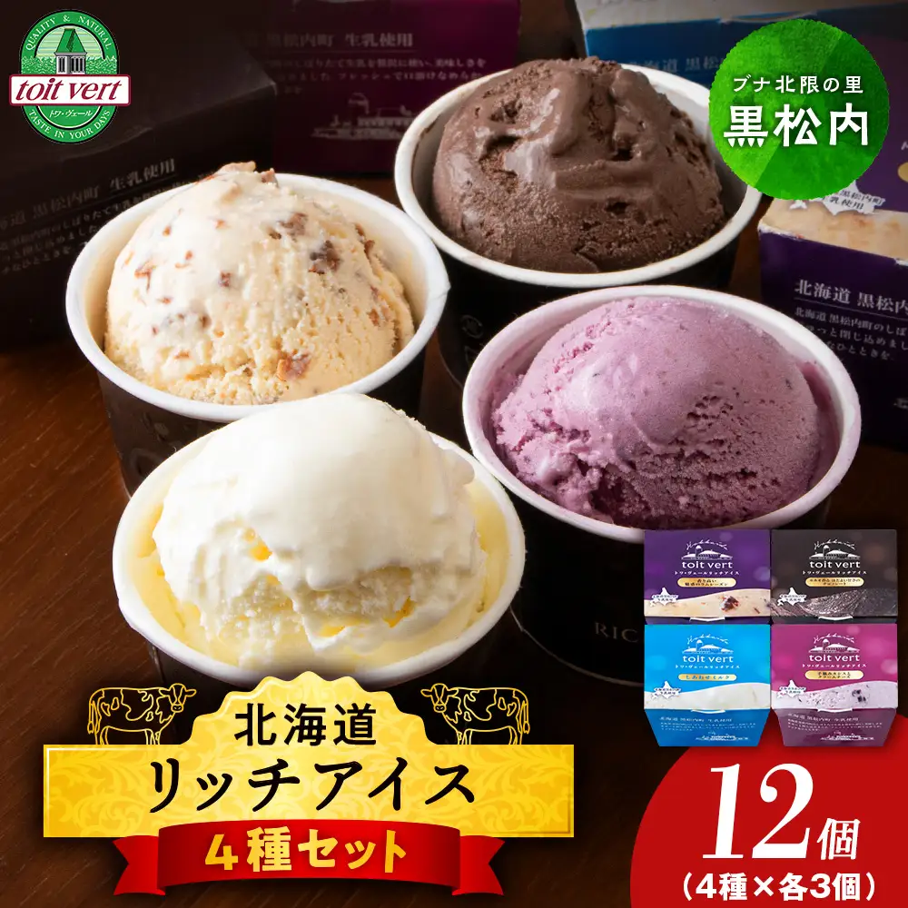 リッチアイスクリーム 12個セット（100ml）【 4種 × 各3個】