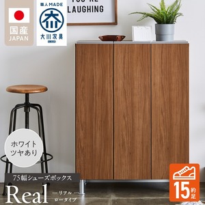 シューズボックス 【リアル 75 LO】 ホワイト つや有_シューズボックス リアル 75 LO 大川家具 ホワイト つや有 靴箱 靴 収納 可動棚 お洒落 国内製造 お取り寄せ 福岡県 久留米市 送料無料 〔Qd062-01〕