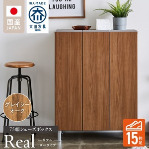 シューズボックス 【リアル 75 LO】 グレイシーオーク_シューズボックス リアル 75 LO 大川家具 グレイシーオーク 靴箱 靴 収納 可動棚 お洒落 国内製造 お取り寄せ 福岡県 久留米市 送料無料 〔Qd062-05〕