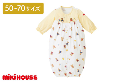 ミキハウス　ベア総柄のツーウェイオール ベビー服 ベビー ベビー用品 赤ちゃん 新生児 吸水性 ツーウェイオール