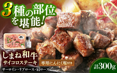 ステーキ しまね和牛サイコロステーキ 300g (肉専用にんにく塩付) [AIDH002] ステーキ