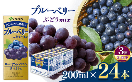 【定期便3回】紙ブルーベリーミックス２００ｍｌ　２４本入り