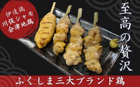 ふくしま三大ブランド鶏 焼き鳥贅沢食べ比べ（16本セット） おつまみ グルメ チキン BBQ キャンプ バーベキュー 高タンパク F21C-218