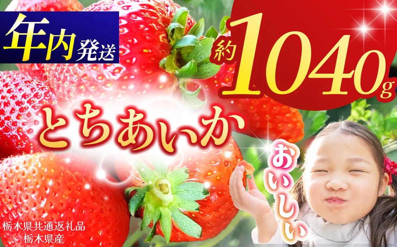 【栃木県共通返礼品】【先行予約】とちあいか 260g×4P| 年内発送 果物 くだもの フルーツ 野菜 やさい ヤサイ 苺 イチゴ いちご とちあいか 新鮮 甘い 数量 限定 美味しい 果物 共通返礼品 フルーツ デザート 栃木県 那珂川町 送料無料