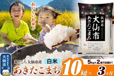 米《定期便3ヶ月》あきたこまち【白米】 米どころ秋田県大仙市産 令和7年産 精米 10kg（5kg×2袋）