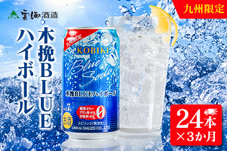 【3か月定期便】雲海酒造 九州限定 木挽BLUE ハイボール350ml×24本（木挽ブルー）_0087-024