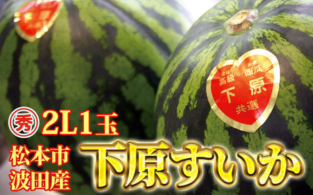 【先行受付】スイカ 下原すいか 信州松本波田産 2L ( 7kg ～ 8kg ) × 1玉 