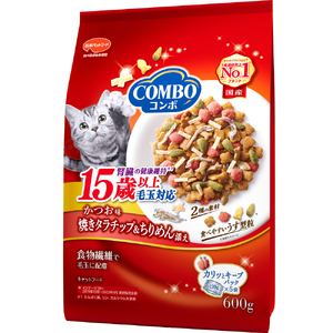 コンボ キャット 毛玉対応15歳以上 かつお味・焼きタラチップ・ちりめん添え 600g ｘ12(ケース単位) キャットフード