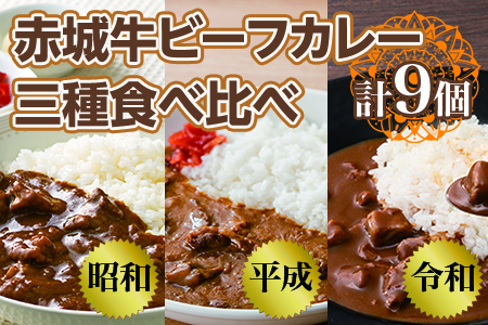【赤城牛 ビーフカレー】三種食べ比べ（計9個） 昭和・平成・令和のビーフカレー カレー レトルト