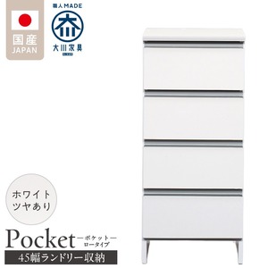 ランドリー収納 【ポケット 45 LO】 ホワイト つや有_ランドリー収納 ポケット 45 LO 大川家具 ホワイト つや有 収納 完成品 お手入れ 簡単 機能性抜群 引出 スライドレール 洗濯物 洗面所 隙間収納 お洒落 日本製 お取り寄せ 福岡県 久留米市 送料無料 〔Qd086-01〕