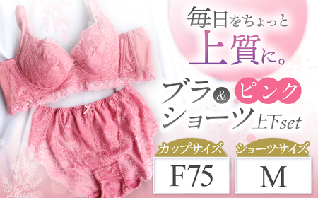 ブラ＆ショーツ 上下セット ピンク F75＆ショーツ M | 女性用下着 レディース ブラ＆ショーツ ブラ ショーツ ピンク 上下セット 君津市 きみつ 千葉県
