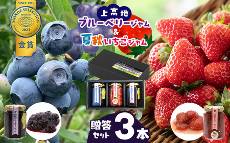 上高地ブルーベリージャム&夏秋いちごジャム贈答3本セット 