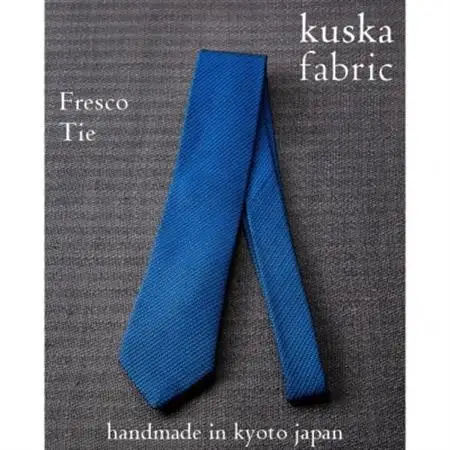 【手織りネクタイ】丹後ブルー フレスコタイ kuskafabric  京都・丹後のシルク織物_装飾品・工芸品 ネクタイ・ベルト 服飾小物 _【1080333】