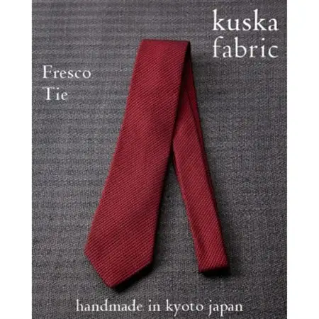【手織りネクタイ】レッド フレスコタイ kuskafabric  京都・丹後のシルク織物_装飾品・工芸品 ネクタイ・ベルト 服飾小物 _【1080334】
