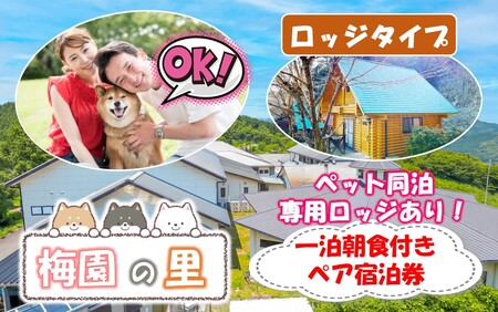 ペット同泊専用ロッジあり！ 梅園の里 ロッジ 一泊朝食付き ペア宿泊券_2570R