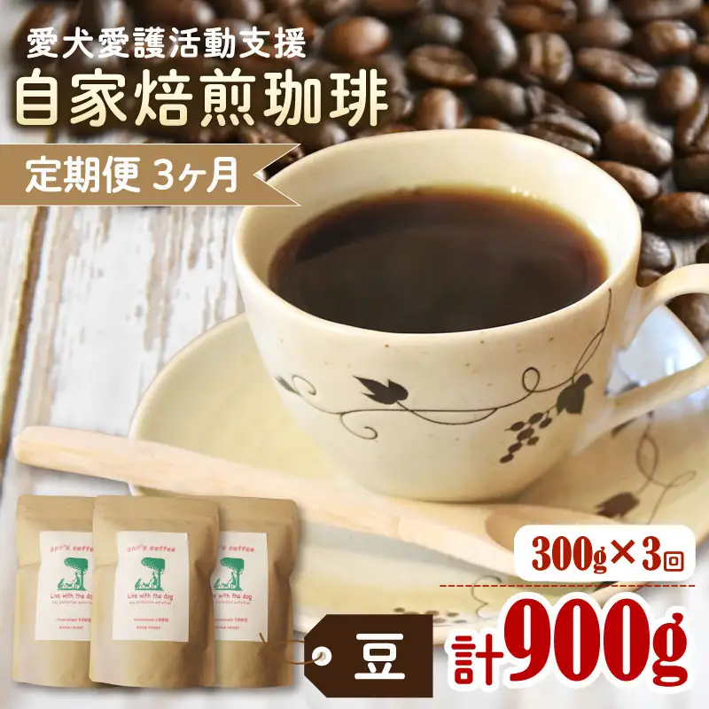 【コーヒー豆 定期便 3回】ann's cafe 自家焙煎珈琲 300g×3ヶ月 コーヒー豆