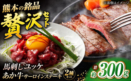 くまもとあか牛サーロインステーキと国産馬刺しユッケ贅沢セット 計約300g【有限会社 スイートサプライなかぞの】[ZBV093]