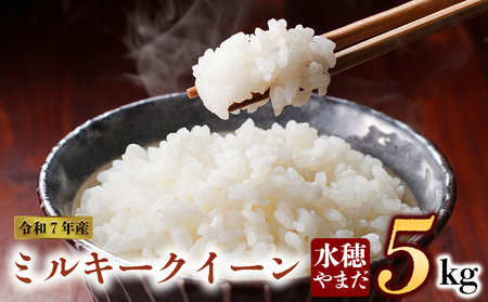 令和7年産　ミルキークイーン 5kg　水穂やまだ  グランプリ獲得 お米 米 人気 美味しい 弾力 粘り 食感 湧水 熊本 阿蘇