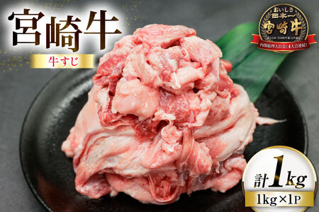 牛肉 宮崎牛 牛すじ 1kg [ローカルブランディング 宮崎県 日向市 452061404]