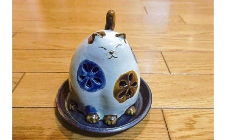 AD4　ネコの香立【 香立て 香立 お香 猫 ねこ ネコ 焼物 置物 インテリア キャンドルスタンド キャンドル スタンド 手作り 】