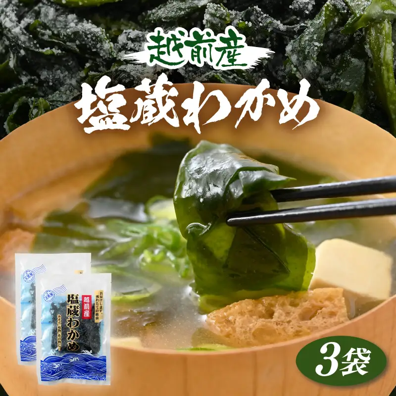 『天然物わかめ』 肉厚 福井県産わかめ 3袋【 塩蔵 生 国産 海藻 スープ】 [e80-a003]