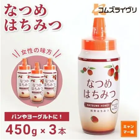 なつめはちみつ　450g×3本　ミャンマー産　蜂蜜100%　ヨーグルトや紅茶に【1642044】