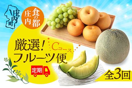 【R8.8月中旬より発送開始】食の都庄内 厳選フルーツ便C（入金期限：2026.7.31）アールスメロン 和梨 シャインマスカット 全3回配送 常温便 冷蔵便