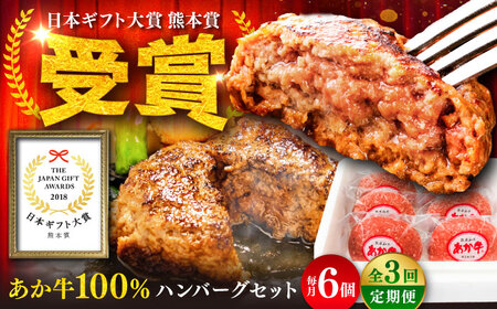 全3回定期便 熊本和牛 あか牛 ハンバーグ セット 約120g×6個 あか牛 ハンバーグ BHAS033