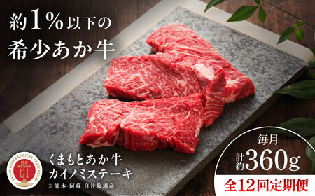 全12回定期便 GI認証 くまもとあか牛 カイノミステーキ 約120g×3枚  BHAS062 カイノミ