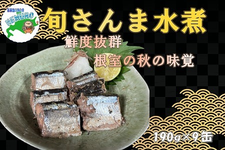 【北海道根室産】旬さんま水煮190g×9缶 B-78024