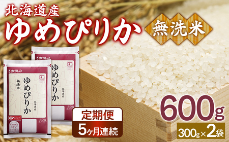 【5ヶ月定期配送】（無洗米600g）ホクレンゆめぴりか