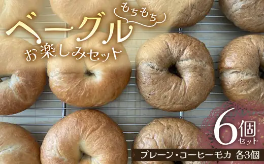 もちもちベーグル お楽しみ 6個セット （プレーン・コーヒーモカ 各3個） パン ベーグル 福島県 矢吹町 F6U-273