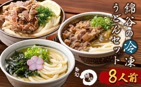 さぬきうどん 8人前 冷凍 綿谷 3種食べ比べ 肉うどん