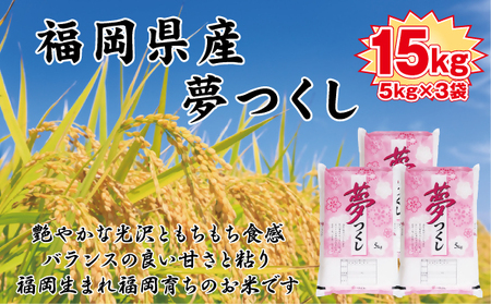 BZ-006_【令和7年産新米先行予約】食味鑑定士厳選　 福岡県産夢つくし１５kg（5kg×3)