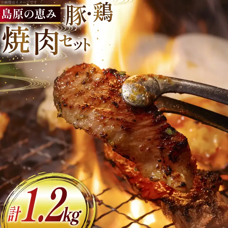 BJ283 鶏肉 豚肉 セット 島原の恵み 雲仙もみじ豚 雲仙島原ハーブ鶏 焼肉 セット 各2p 計1.2kg