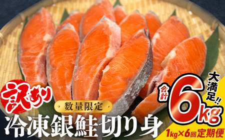 【訳あり】冷凍 銀鮭 切り身 1kg × 6回 定期便 毎月発送 宮城 石巻市