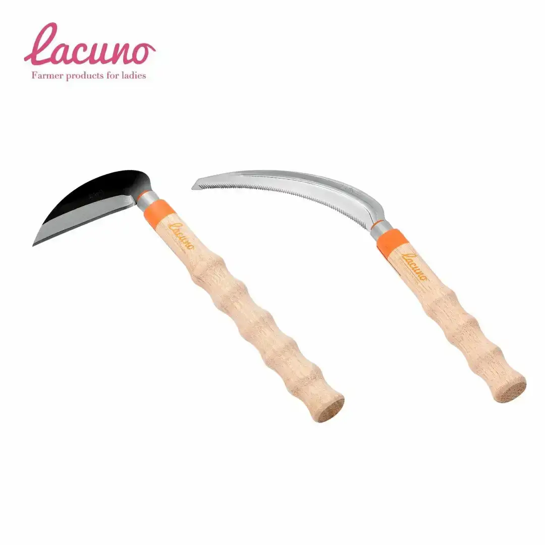 [Lacuno] 小鎌120mm＋ステン鋸鎌（オレンジ）セット ラクーノ 農業女子 ガーデニング 園芸 農作業 かま カマ 軽い かわいい おしゃれ 【011S299】