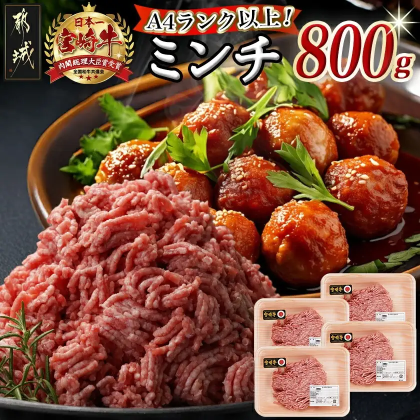 宮崎牛100％ミンチ800g〔11-89-007-800g〕_(都城市) 宮崎県産宮崎牛 ミンチ 200g×4パック 宮崎県内 飼育 黒毛和牛 ハンバーグ メンチカツ