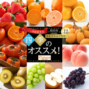 【全12回】《プレミアム等級選果実！》坂出市四季のオススメ！旬果実単品定期便♪