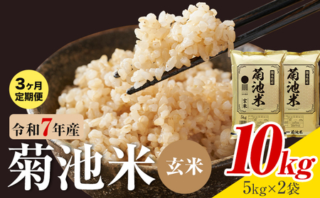 【3ヶ月定期便】熊本県産 菊池米 玄米 10kg 1袋5kg 米 お米 令和7年産 九州産 熊本県産 送料無料《お申込み翌月に出荷予定》玄米 米