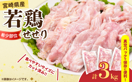 希少部位 宮崎県産 若鶏 せせり 計3kg 鶏肉_DB35-25
