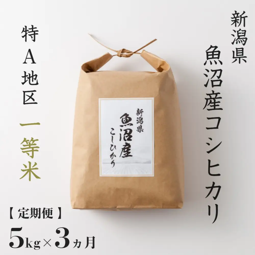 【 定期便 】 5kg × 3ヶ月 特A 一等米 魚沼産 コシヒカリ 令和7年産　新潟　新潟県　こしひかり　魚沼　特A地区　5キロ　頒布会