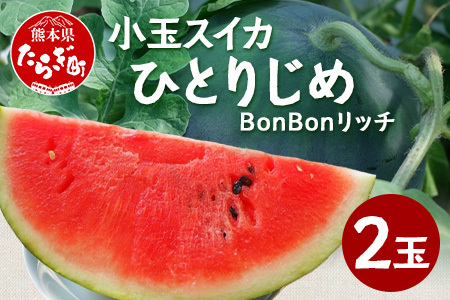 【8月上旬～発送】小玉スイカ ひとりじめ BonBonリッチ 2玉 (1玉1kg?2kg)  082-0701