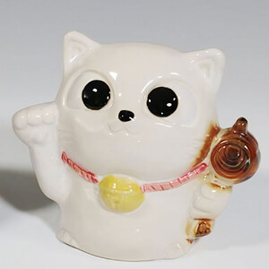 信楽焼 陶器製 5号小槌持ち招き猫 陶器