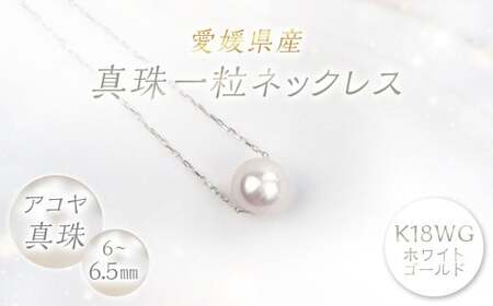 真珠 一粒ネックレス 6.0～6.5mm K18WG 真珠 アクセサリー （857-1）