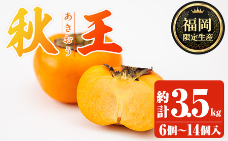 ＜先行予約受付中！2026年10月下旬～11月下旬に順次発送予定＞秋のフルーツの王様・ブランド柿 秋王 (計約3.5kg：6個～14個入り) かき カキ フルーツ 果物 くだもの 福岡限定 オリジナルブランド ＜離島配送不可＞【ksg1753】【農産物直売所ほたるの里】